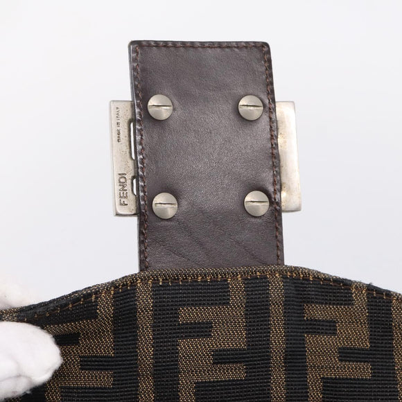 FENDI Zucca Canvas Mamma Baguette Shoulder Bag Brown Black 264260 Auth 208030