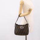 FENDI Zucca Canvas Mamma Baguette Shoulder Bag Brown Black 264260 Auth 208030-24