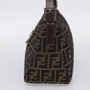 FENDI Zucca Canvas Mamma Baguette Shoulder Bag Brown Black 264260 Auth 208030-5