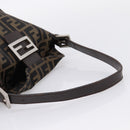 FENDI Zucca Canvas Mamma Baguette Shoulder Bag Brown Black 264260 Auth 208030-7
