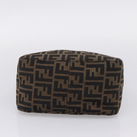 FENDI Zucca Canvas Mamma Baguette Shoulder Bag Brown Black 264260 Auth 208030