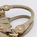 Miu Miu Hand Bag Vitellolux 2way Beige Gold Auth 208033A-10