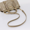 Miu Miu Hand Bag Vitellolux 2way Beige Gold Auth 208033A-12