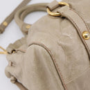 Miu Miu Hand Bag Vitellolux 2way Beige Gold Auth 208033A-16