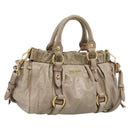 Miu Miu Hand Bag Vitellolux 2way Beige Gold Auth 208033A-1