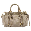 Miu Miu Hand Bag Vitellolux 2way Beige Gold Auth 208033A-2