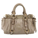 Miu Miu Hand Bag Vitellolux 2way Beige Gold Auth 208033A-3