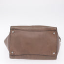 PRADA Hand Bag Leather 2way Brown Silver Auth 208035-15