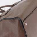 PRADA Hand Bag Leather 2way Brown Silver Auth 208035-16