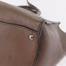 PRADA Hand Bag Leather 2way Brown Silver Auth 208035-17