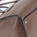 PRADA Hand Bag Leather 2way Brown Silver Auth 208035-18