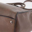 PRADA Hand Bag Leather 2way Brown Silver Auth 208035-19