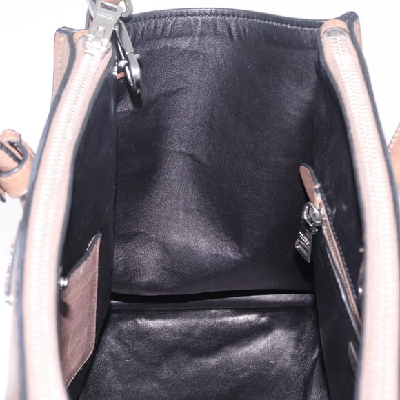 PRADA Hand Bag Leather 2way Brown Silver Auth 208035
