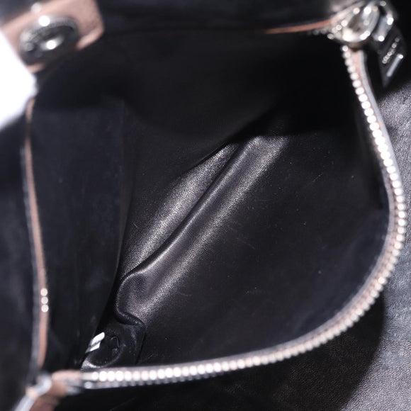 PRADA Hand Bag Leather 2way Brown Silver Auth 208035