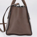 PRADA Hand Bag Leather 2way Brown Silver Auth 208035-4
