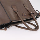 PRADA Hand Bag Leather 2way Brown Silver Auth 208035-6