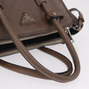 PRADA Hand Bag Leather 2way Brown Silver Auth 208035-7