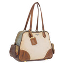 PRADA Tote Bag Canvas Beige Gold Auth 208037-1
