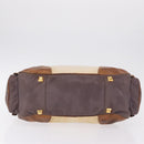 PRADA Tote Bag Canvas Beige Gold Auth 208037-11