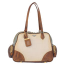 PRADA Tote Bag Canvas Beige Gold Auth 208037-2