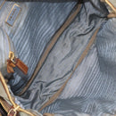 PRADA Tote Bag Canvas Beige Gold Auth 208037-20