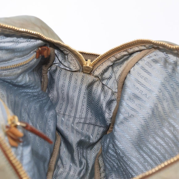 PRADA Tote Bag Canvas Beige Gold Auth 208037