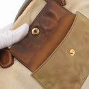 PRADA Tote Bag Canvas Beige Gold Auth 208037-29