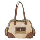 PRADA Tote Bag Canvas Beige Gold Auth 208037-3