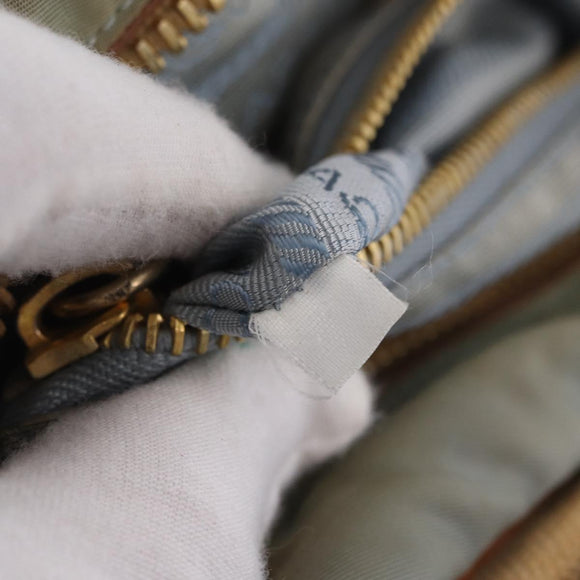 PRADA Tote Bag Canvas Beige Gold Auth 208037