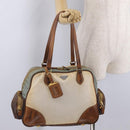 PRADA Tote Bag Canvas Beige Gold Auth 208037-32