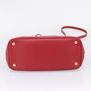 PRADA Galleria Hand Bag Saffiano 2way Red Gold Auth 208039-11