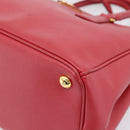 PRADA Galleria Hand Bag Saffiano 2way Red Gold Auth 208039-12