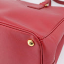 PRADA Galleria Hand Bag Saffiano 2way Red Gold Auth 208039-14