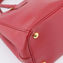 PRADA Galleria Hand Bag Saffiano 2way Red Gold Auth 208039-15