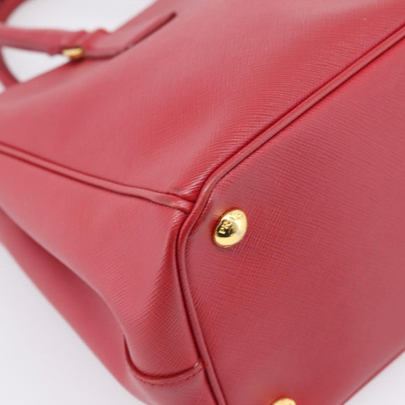 PRADA Galleria Hand Bag Saffiano 2way Red Gold Auth 208039