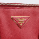 PRADA Galleria Hand Bag Saffiano 2way Red Gold Auth 208039-16