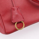 PRADA Galleria Hand Bag Saffiano 2way Red Gold Auth 208039-17