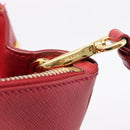 PRADA Galleria Hand Bag Saffiano 2way Red Gold Auth 208039-18