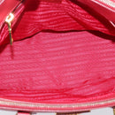 PRADA Galleria Hand Bag Saffiano 2way Red Gold Auth 208039-20