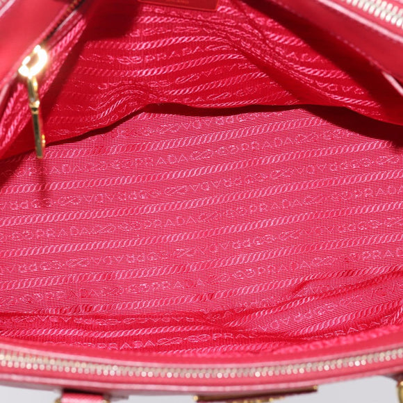 PRADA Galleria Hand Bag Saffiano 2way Red Gold Auth 208039