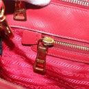 PRADA Galleria Hand Bag Saffiano 2way Red Gold Auth 208039-23