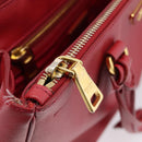 PRADA Galleria Hand Bag Saffiano 2way Red Gold Auth 208039-26