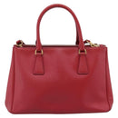 PRADA Galleria Hand Bag Saffiano 2way Red Gold Auth 208039-3