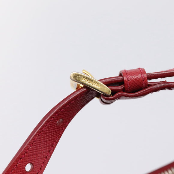 PRADA Galleria Hand Bag Saffiano 2way Red Gold Auth 208039