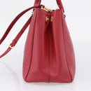 PRADA Galleria Hand Bag Saffiano 2way Red Gold Auth 208039-4