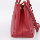 PRADA Galleria Hand Bag Saffiano 2way Red Gold Auth 208039-5