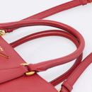 PRADA Galleria Hand Bag Saffiano 2way Red Gold Auth 208039-8