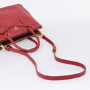 PRADA Galleria Hand Bag Saffiano 2way Red Gold Auth 208039-9