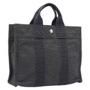 HERMES Her Line PM Hand Bag Canvas Gray Silver Auth 208040A-1