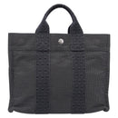 HERMES Her Line PM Hand Bag Canvas Gray Silver Auth 208040A-2